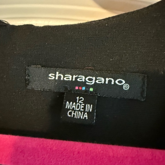 Sharagano Black Dress with Lace Cap Sleeve - Picture 5 of 5